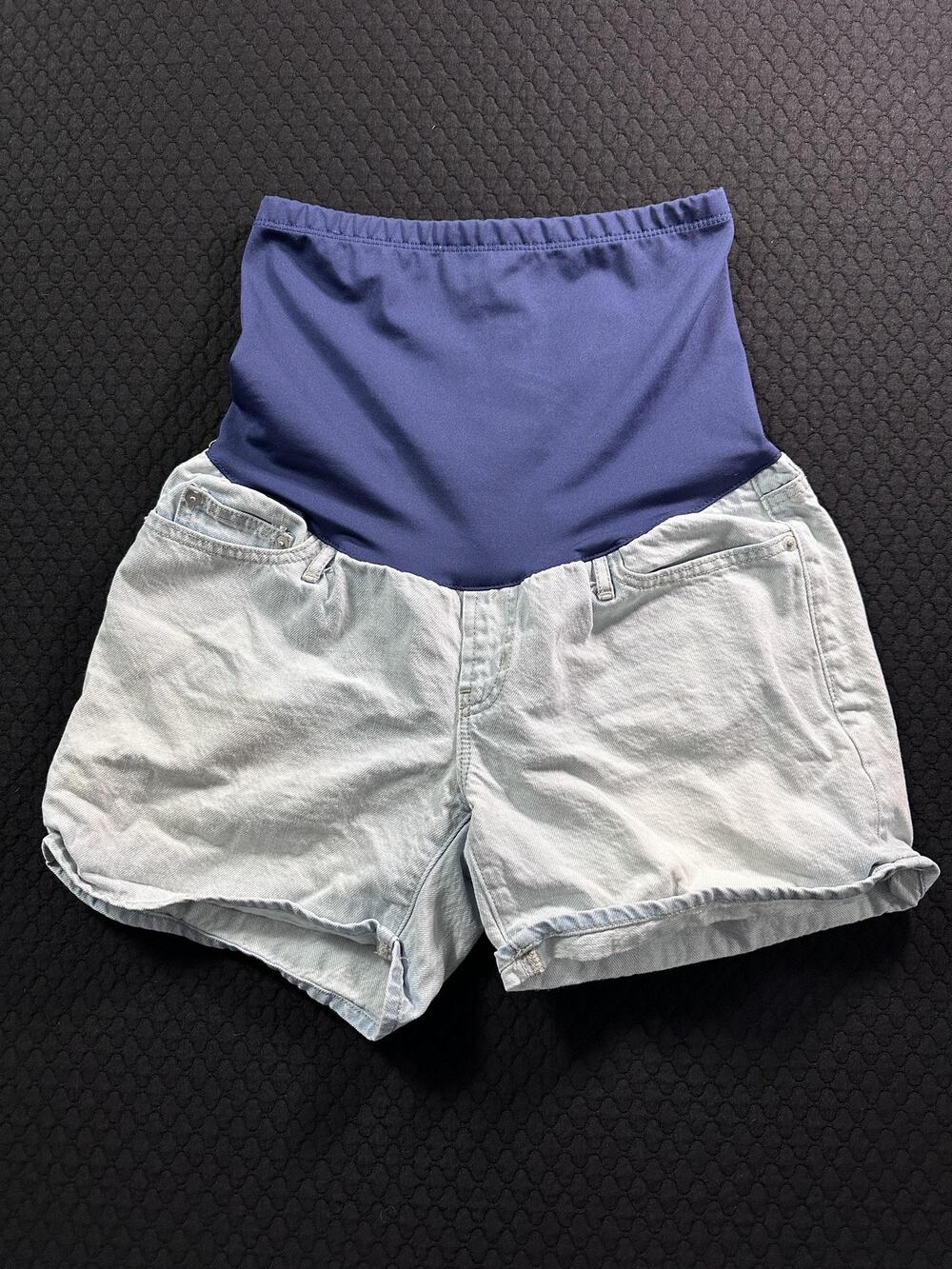 Gap Maternity Boyfriend Shorts Womens 28R Blue Denim Over Belly Stretch Casual